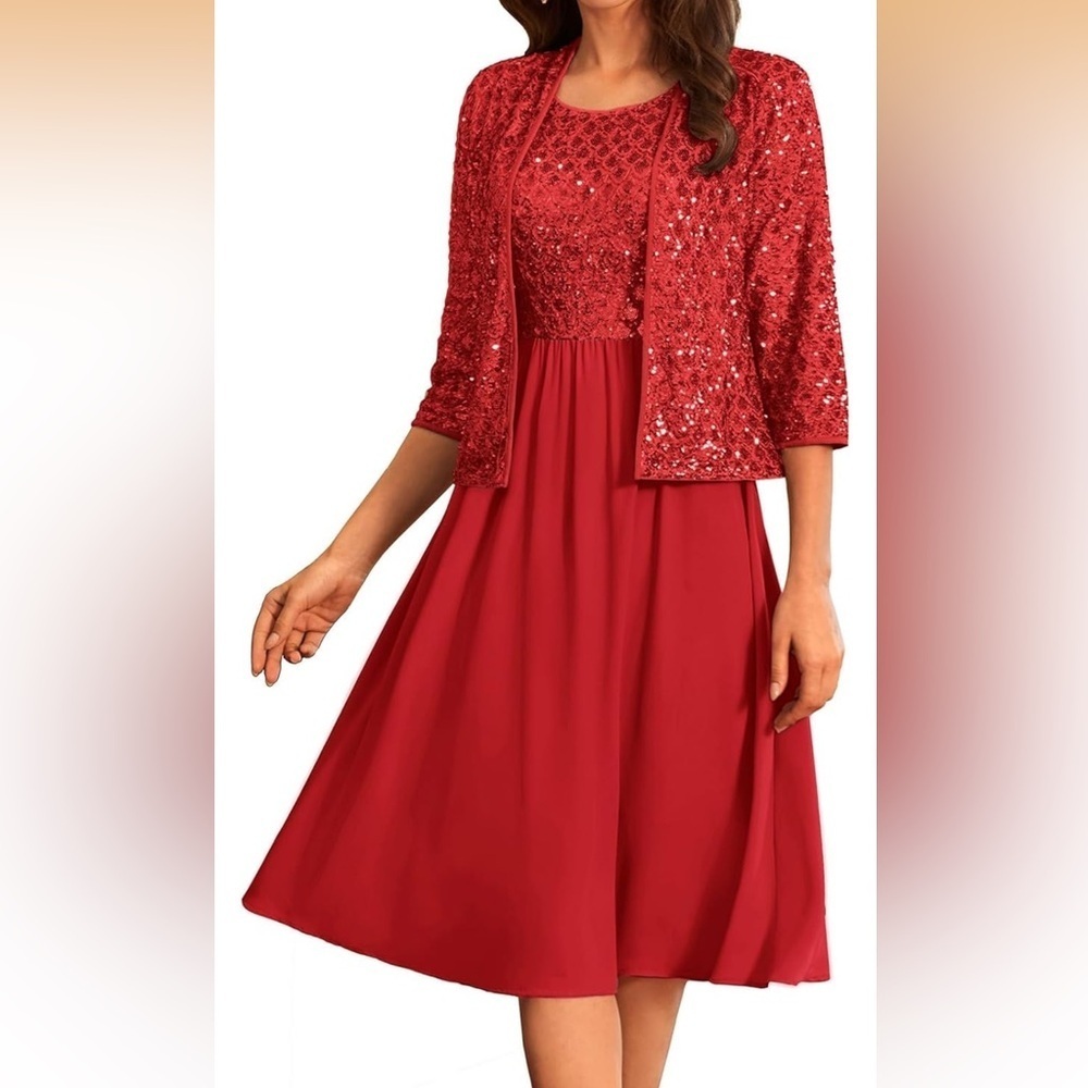Grace Karin Red Two piece Formal Dress with Chiffon Jacket small/ 220/DC2-3